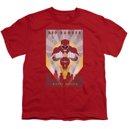 Mighty Morphin Power Rangers Red Deco - Youth T-Shirt Youth T-Shirt (Ages 8-12) Power Rangers   