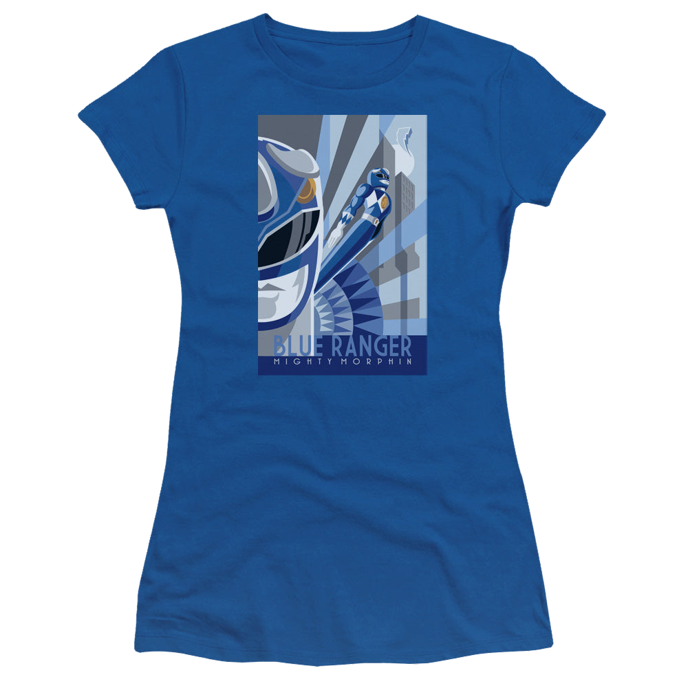 Mighty Morphin Power Rangers Blue Ranger Deco - Juniors T-Shirt Juniors T-Shirt Power Rangers   