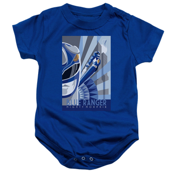 Royal baby bodysuit with Mighty Morphin Power Rangers Blue Ranger Deco graphic