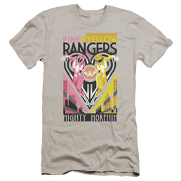 Mighty Morphin Power Rangers Pink & Yellow Deco - Men's Premium Slim Fit T-Shirt Men's Premium Slim Fit T-Shirt Power Rangers   
