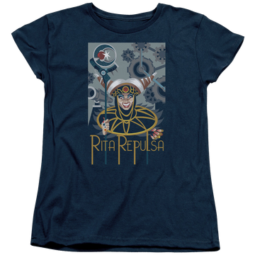 Navy women's t-shirt with Mighty Morphin Power Rangers Rita Deco graphic
