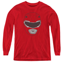 Mighty Morphin Power Rangers Red Ranger Mask - Youth Long Sleeve T-Shirt Youth Long Sleeve T-Shirt Power Rangers   