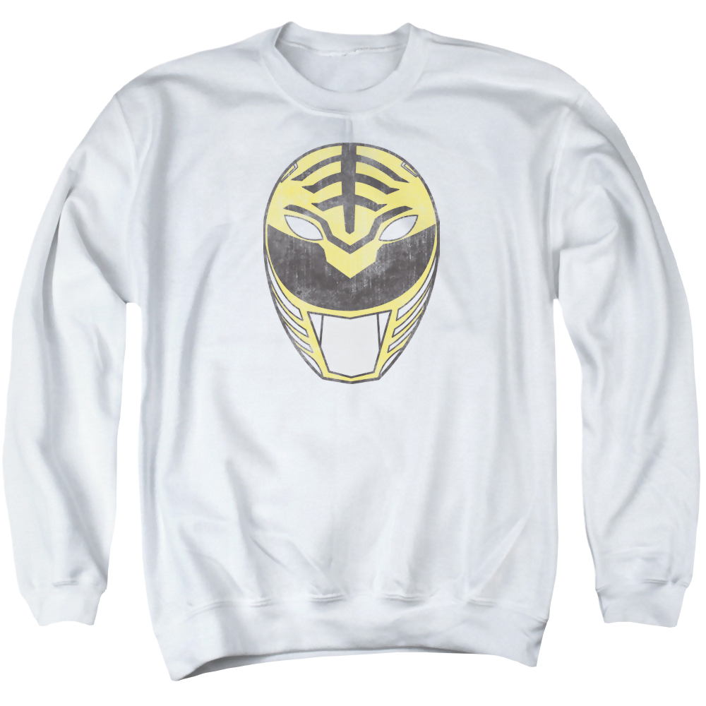 Mighty Morphin Power Rangers White Ranger Mask - Men's Crewneck Sweatshirt Men's Crewneck Sweatshirt Power Rangers   