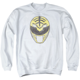 Mighty Morphin Power Rangers White Ranger Mask - Men's Crewneck Sweatshirt Men's Crewneck Sweatshirt Power Rangers   