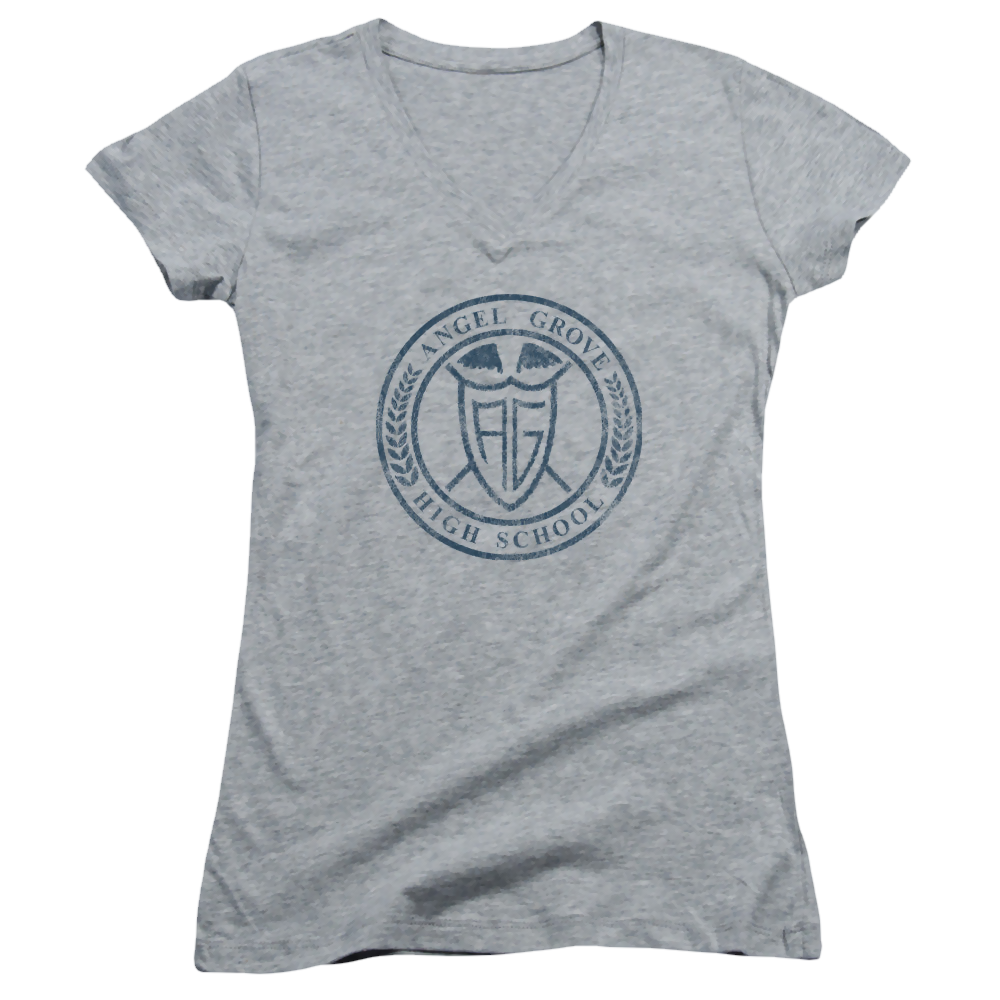 Mighty Morphin Power Rangers Angel Grove Hs - Juniors V-Neck T-Shirt Juniors V-Neck T-Shirt Power Rangers   