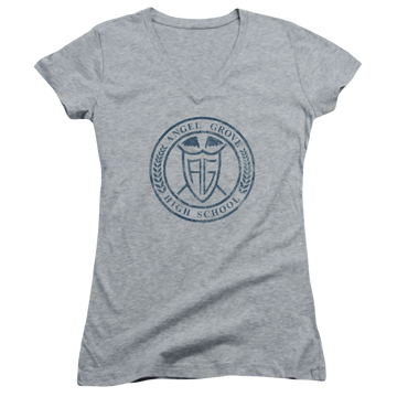 Mighty Morphin Power Rangers Angel Grove Hs - Juniors V-Neck T-Shirt Juniors V-Neck T-Shirt Power Rangers   