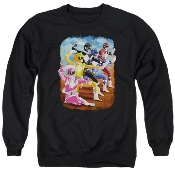 Mighty Morphin Power Rangers Impressionist Rangers - Men's Crewneck Sweatshirt Men's Crewneck Sweatshirt Power Rangers   