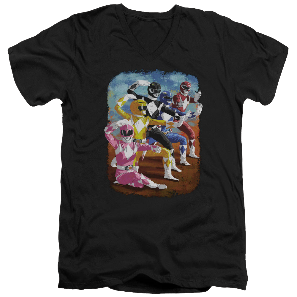 Mighty Morphin Power Rangers Impressionist Rangers - Men's V-Neck T-Shirt Men's V-Neck T-Shirt Power Rangers   