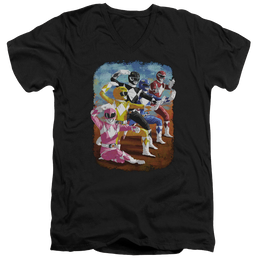 Mighty Morphin Power Rangers Impressionist Rangers - Men's V-Neck T-Shirt Men's V-Neck T-Shirt Power Rangers   
