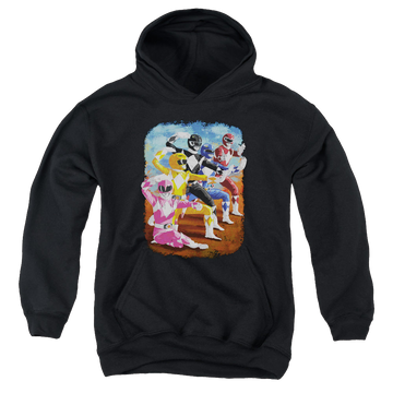 Mighty Morphin Power Rangers Impressionist Rangers - Youth Hoodie Youth Hoodie (Ages 8-12) Power Rangers   