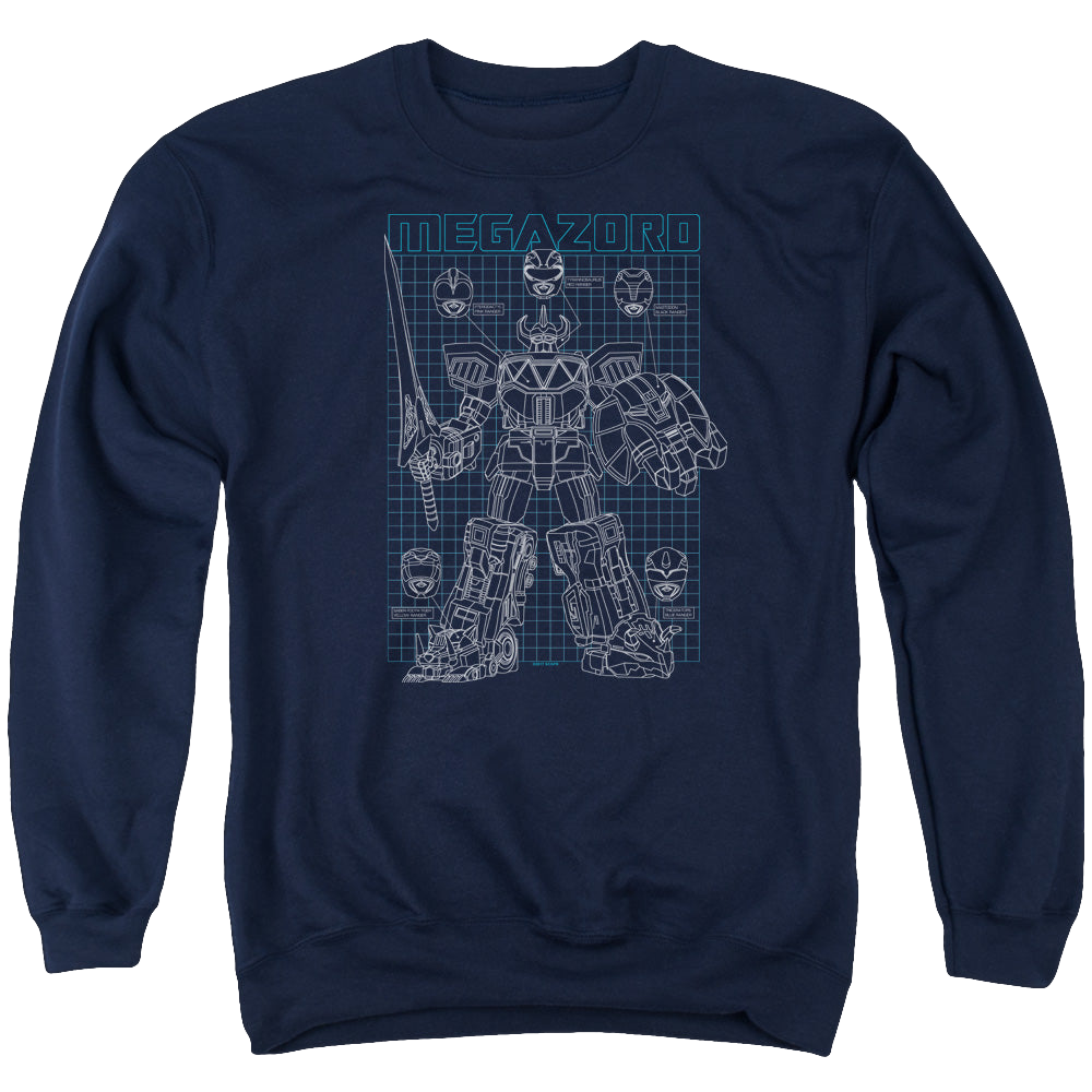 Mighty Morphin Power Rangers Mega Plans - Men's Crewneck Sweatshirt Men's Crewneck Sweatshirt Power Rangers   
