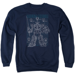 Mighty Morphin Power Rangers Mega Plans - Men's Crewneck Sweatshirt Men's Crewneck Sweatshirt Power Rangers   