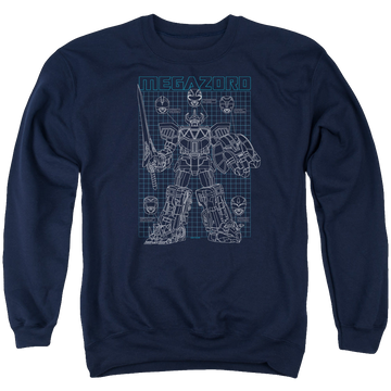 Mighty Morphin Power Rangers Mega Plans - Men's Crewneck Sweatshirt Men's Crewneck Sweatshirt Power Rangers   