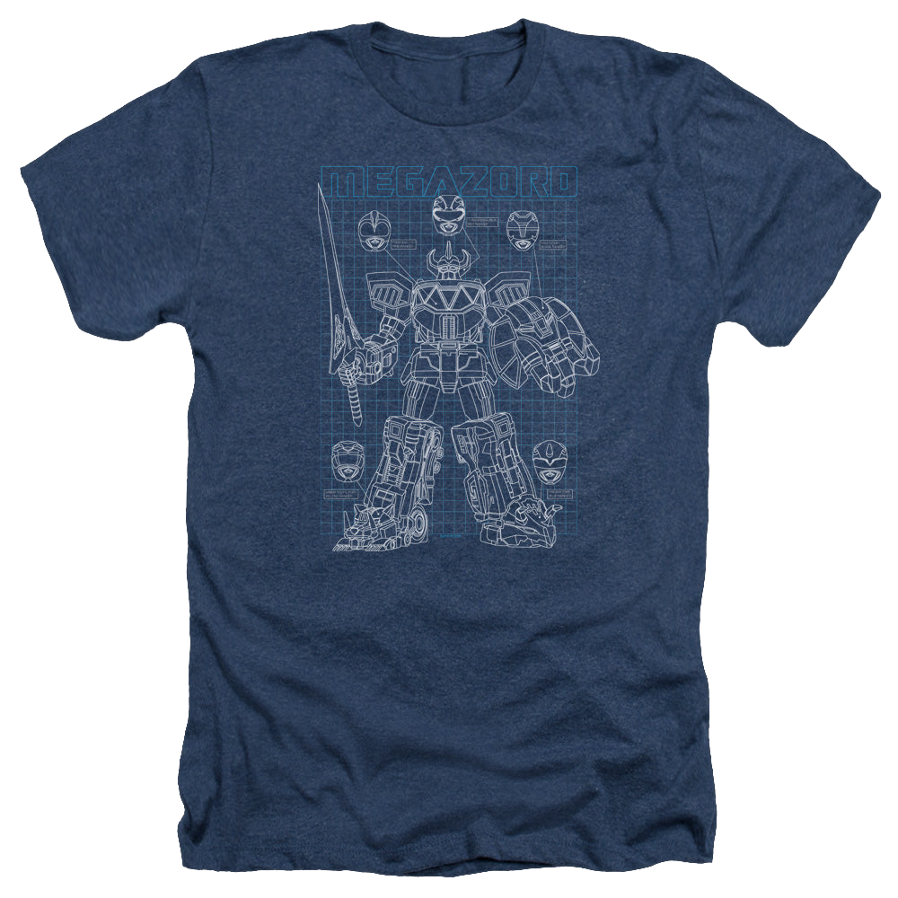 Mighty Morphin Power Rangers Mega Plans - Men's Heather T-Shirt Men's Heather T-Shirt Power Rangers   