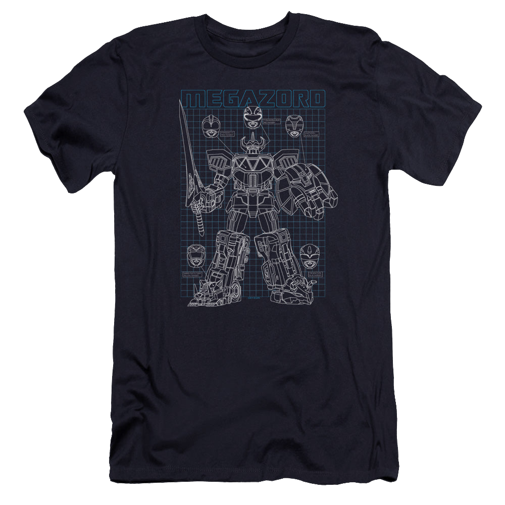 Mighty Morphin Power Rangers Mega Plans - Men's Premium Slim Fit T-Shirt Men's Premium Slim Fit T-Shirt Power Rangers   