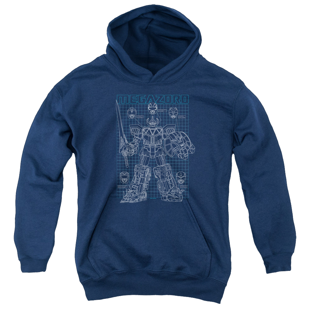 Mighty Morphin Power Rangers Mega Plans - Youth Hoodie Youth Hoodie (Ages 8-12) Power Rangers   