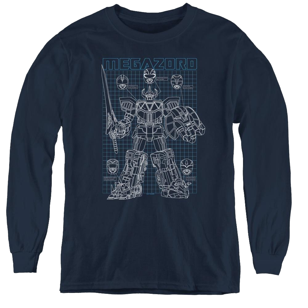 Mighty Morphin Power Rangers Mega Plans - Youth Long Sleeve T-Shirt Youth Long Sleeve T-Shirt Power Rangers   