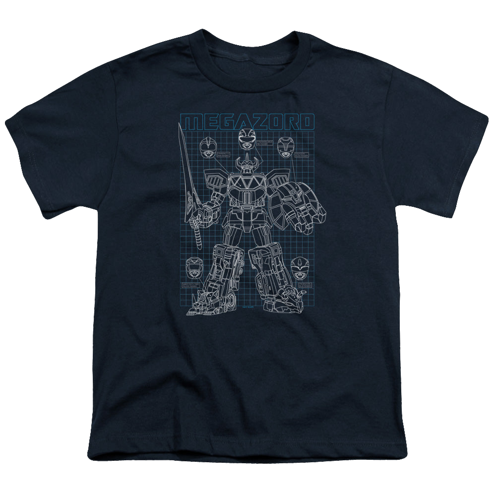 Mighty Morphin Power Rangers Mega Plans - Youth T-Shirt Youth T-Shirt (Ages 8-12) Power Rangers   