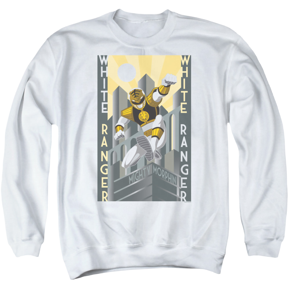 Mighty Morphin Power Rangers White Ranger Duo - Men's Crewneck Sweatshirt Men's Crewneck Sweatshirt Power Rangers   