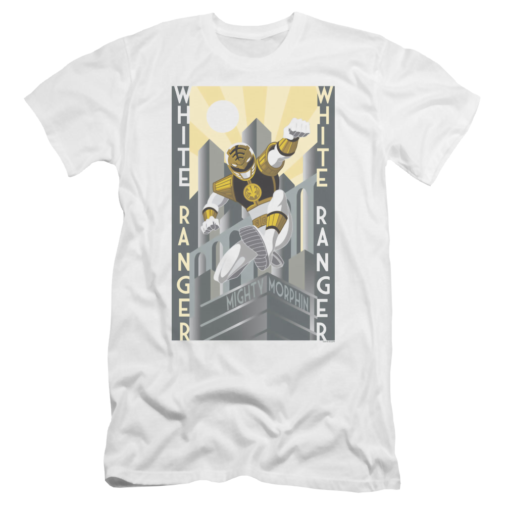 Mighty Morphin Power Rangers White Ranger Duo - Men's Premium Slim Fit T-Shirt Men's Premium Slim Fit T-Shirt Power Rangers   