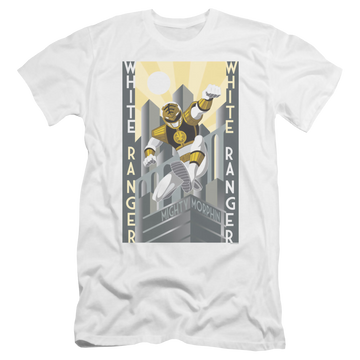 Mighty Morphin Power Rangers White Ranger Duo - Men's Premium Slim Fit T-Shirt Men's Premium Slim Fit T-Shirt Power Rangers   