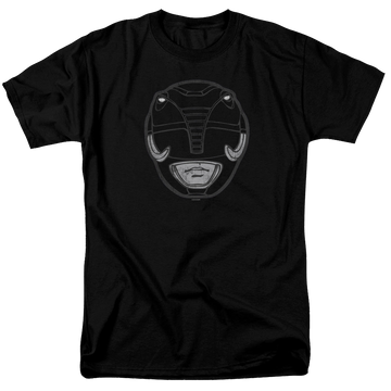 Black men's regular fit t-shirt with Mighty Morphin Power Rangers Black Ranger Mask graphic
