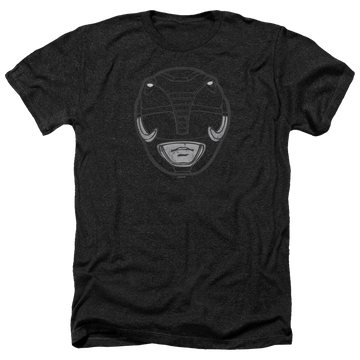 Charcoal men's heather t-shirt with Mighty Morphin Power Rangers Black Ranger Mask graphic