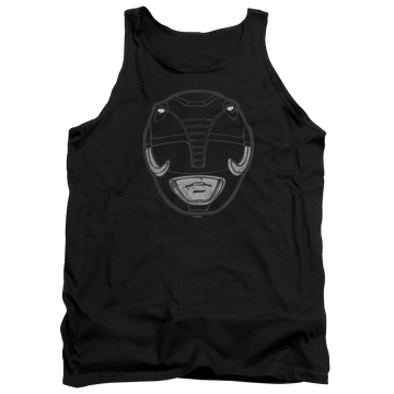 Black men's tank with Mighty Morphin Power Rangers Black Ranger Mask graphic