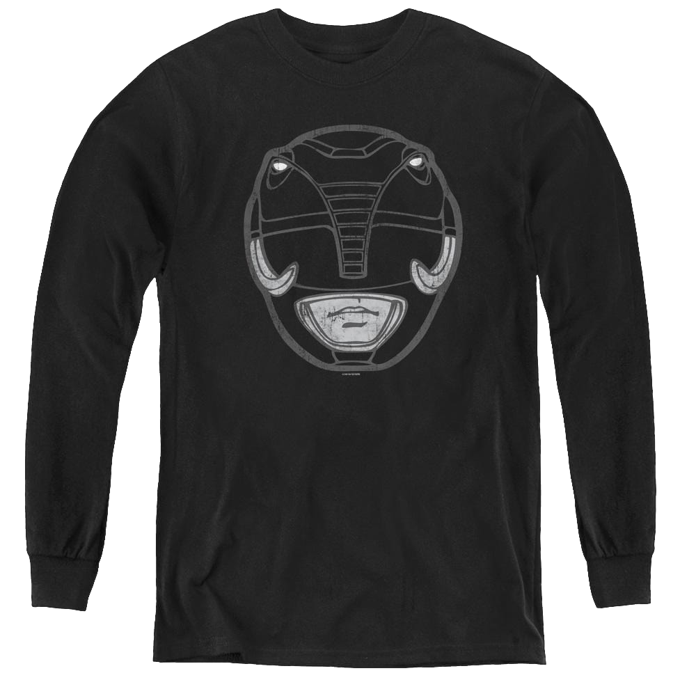 Mighty Morphin Power Rangers Black Ranger Mask - Youth Long Sleeve T-Shirt Youth Long Sleeve T-Shirt Power Rangers   