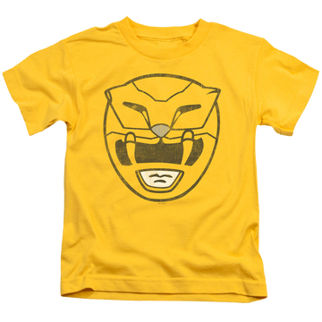 Yellow kid's t-shirt for ages 4 to 7 with Mighty Morphin Power Rangers Yellow Ranger Mask graphic