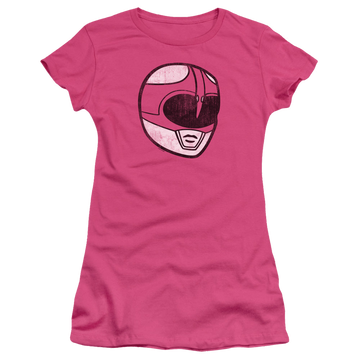 Hot pink juniors t-shirt with Mighty Morphin Power Rangers Pink Ranger Mask graphic