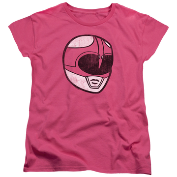 Hot pink women's t-shirt with Mighty Morphin Power Rangers Pink Ranger Mask graphic