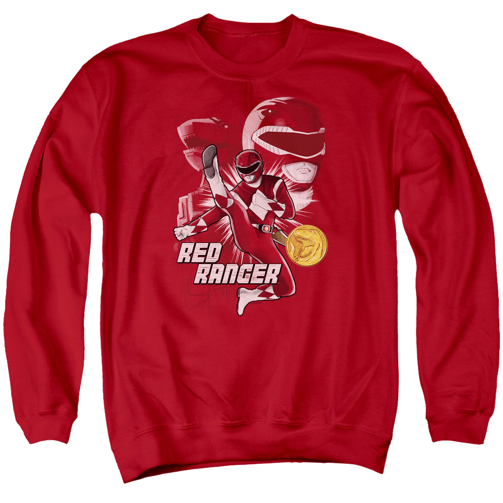 Mighty Morphin Power Rangers Red Ranger - Men's Crewneck Sweatshirt Men's Crewneck Sweatshirt Power Rangers   
