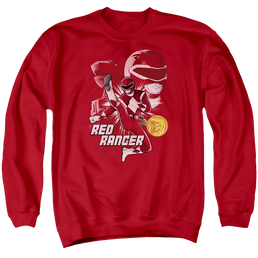 Mighty Morphin Power Rangers Red Ranger - Men's Crewneck Sweatshirt Men's Crewneck Sweatshirt Power Rangers   