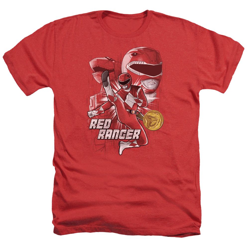 Mighty Morphin Power Rangers Red Ranger - Men's Heather T-Shirt Men's Heather T-Shirt Power Rangers   