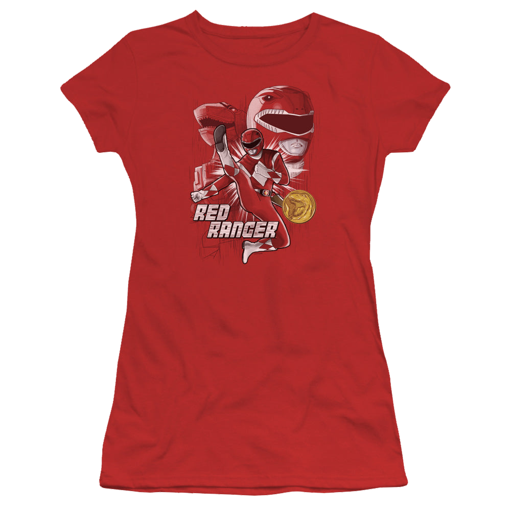 Mighty Morphin Power Rangers Red Ranger - Juniors T-Shirt Juniors T-Shirt Power Rangers   