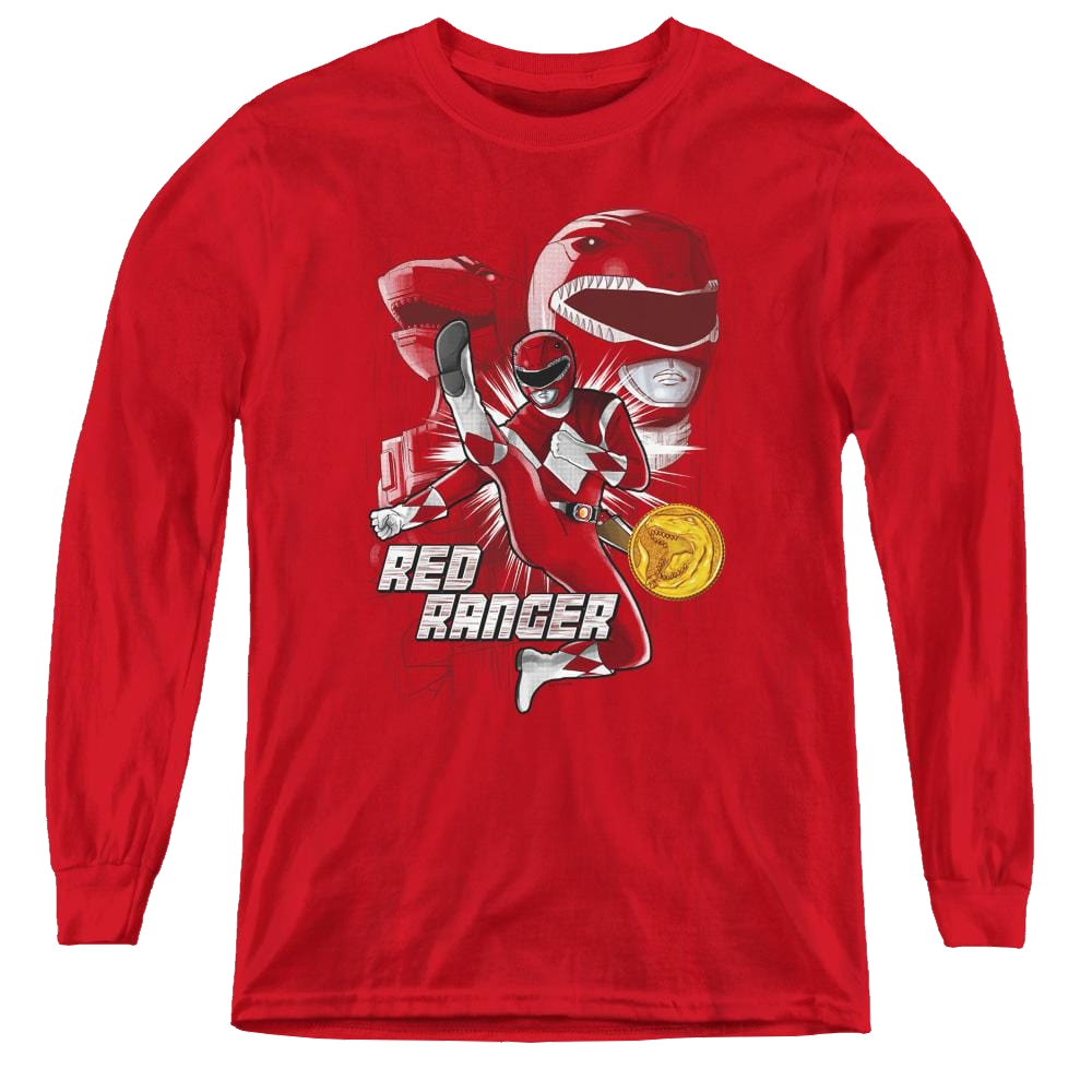 Mighty Morphin Power Rangers Red Ranger - Youth Long Sleeve T-Shirt Youth Long Sleeve T-Shirt Power Rangers   