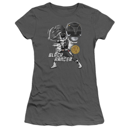 Mighty Morphin Power Rangers Black Ranger - Juniors T-Shirt Juniors T-Shirt Power Rangers   