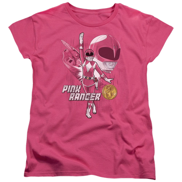 Hot pink women's t-shirt with Mighty Morphin Power Rangers Pink Ranger graphic