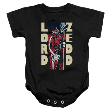 Black baby bodysuit with Mighty Morphin Power Rangers Zedd Deco graphic