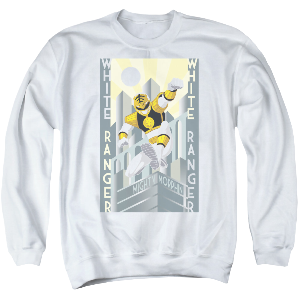 Mighty Morphin Power Rangers White Ranger Deco - Men's Crewneck Sweatshirt Men's Crewneck Sweatshirt Power Rangers   