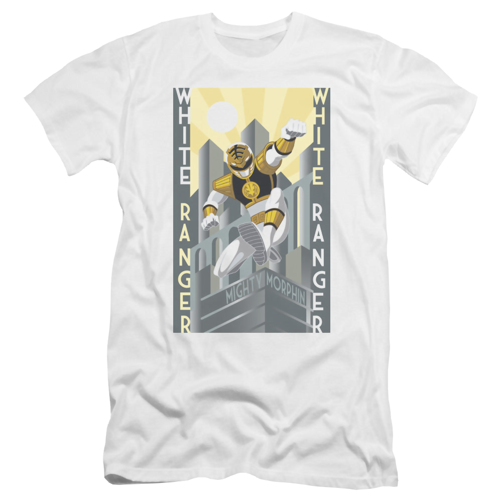 Mighty Morphin Power Rangers White Ranger Deco - Men's Premium Slim Fit T-Shirt Men's Premium Slim Fit T-Shirt Power Rangers   