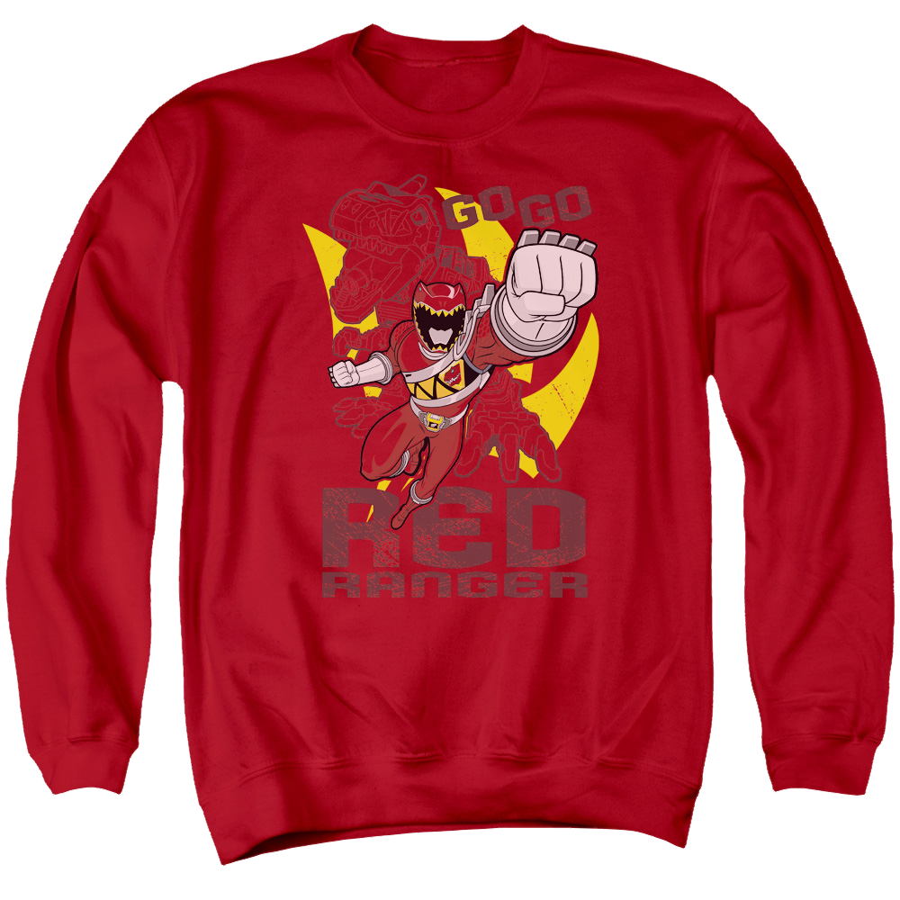 Power Rangers Dino Charge Go Red - Men's Crewneck Sweatshirt Men's Crewneck Sweatshirt Power Rangers   