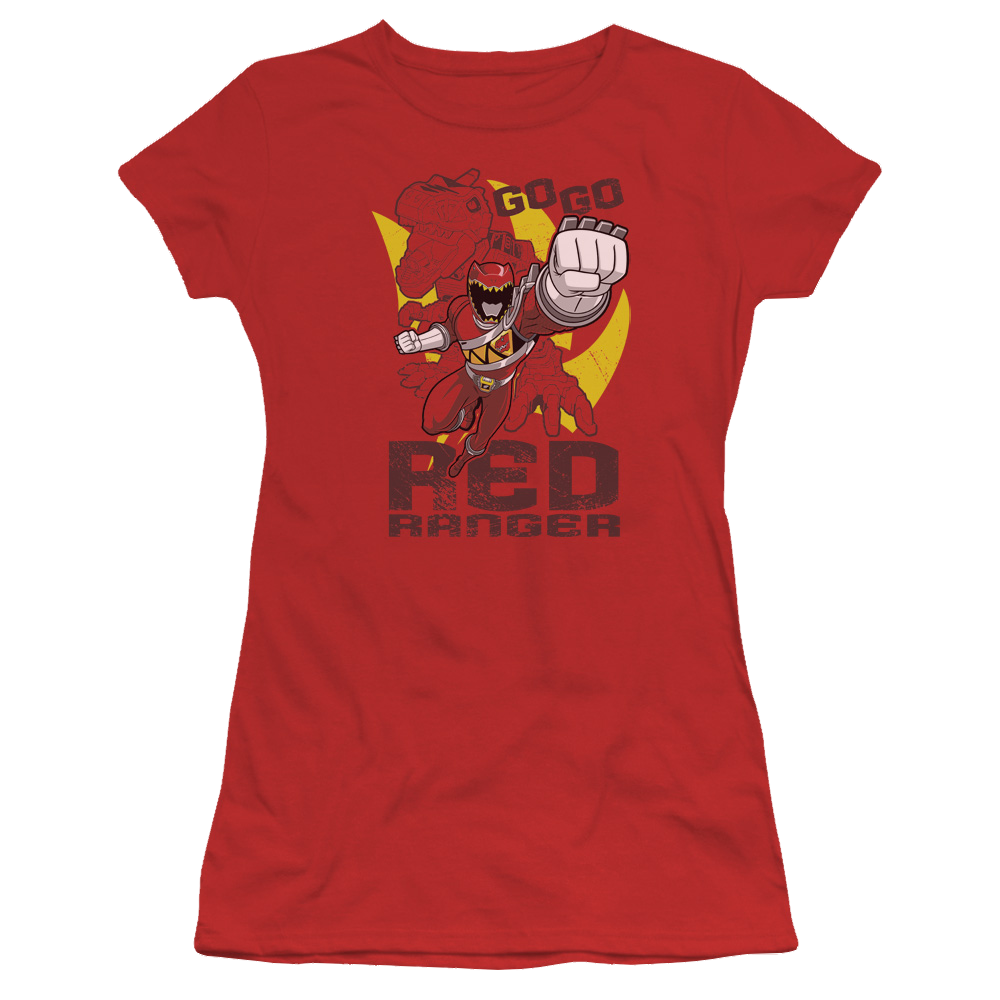 Power Rangers Dino Charge Go Red - Juniors T-Shirt Juniors T-Shirt Power Rangers   