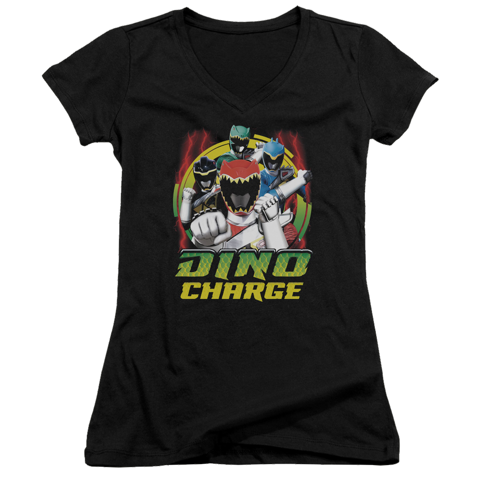 Power Rangers Dino Charge Dino Lightning - Juniors V-Neck T-Shirt Juniors V-Neck T-Shirt Power Rangers   