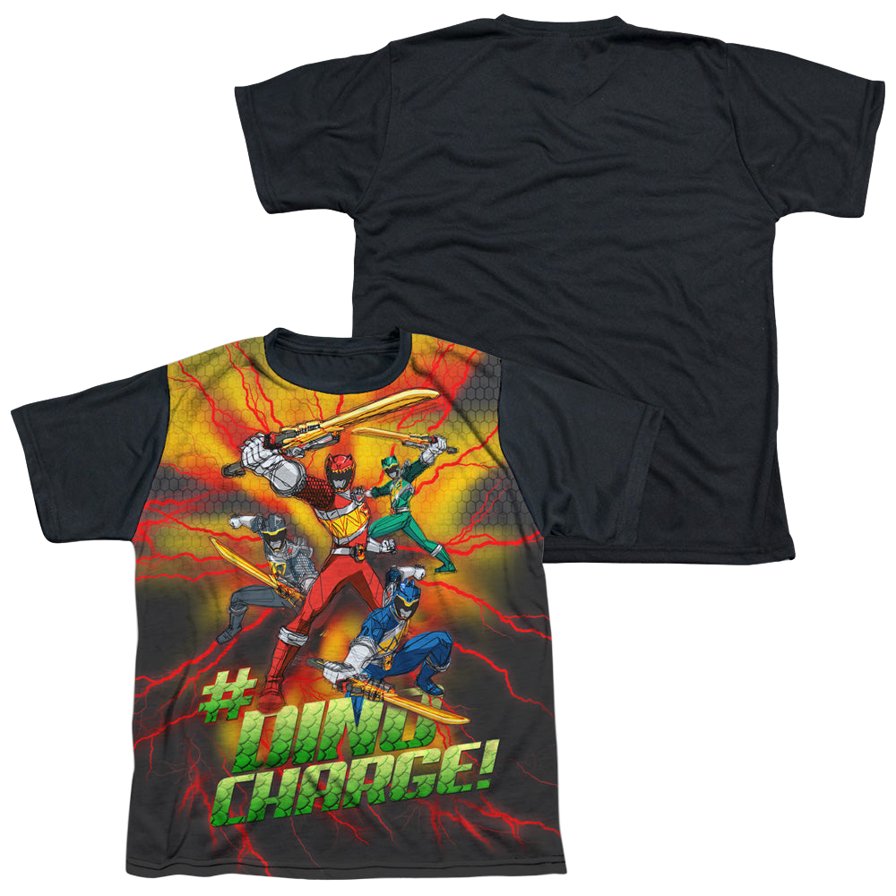 Power Rangers Dino Charge Hashtag - Youth Black Back T-Shirt Youth Black Back T-Shirt (Ages 8-12) Power Rangers   