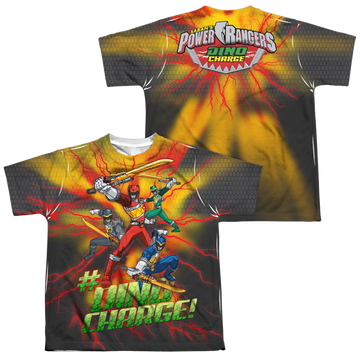 Power Rangers Dino Charge Hashtag (F/B) - Youth All-Over Print Youth All-Over Print T-Shirt (Ages 8-12) Power Rangers   