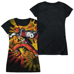 Power Rangers Dino Charge Red Ranger Burst - Juniors Black Back T-Shirt Juniors Black Back T-Shirt Power Rangers   