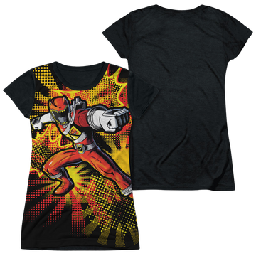 Power Rangers Dino Charge Red Ranger Burst - Juniors Black Back T-Shirt Juniors Black Back T-Shirt Power Rangers   