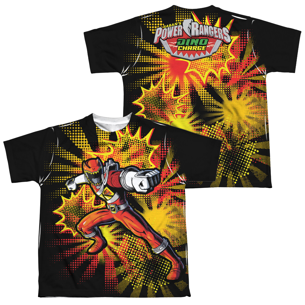 Power Rangers Dino Charge Red Ranger Burst (F/B) - Youth All-Over Print Youth All-Over Print T-Shirt (Ages 8-12) Power Rangers   